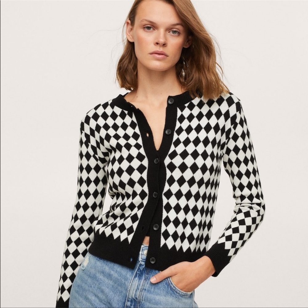 [NEW] Mango Check Knitted Cardigan